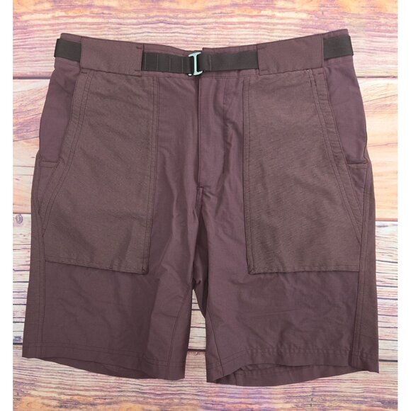 REI Co-Op Mens Burgundy Nylon Hiking Shorts Size 34 With Adjustable Belt - Picture 1 of 7